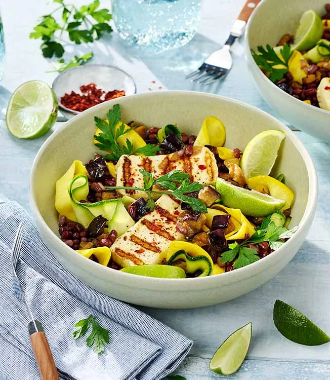 Kabak, fasulye ve patlıcan salatası