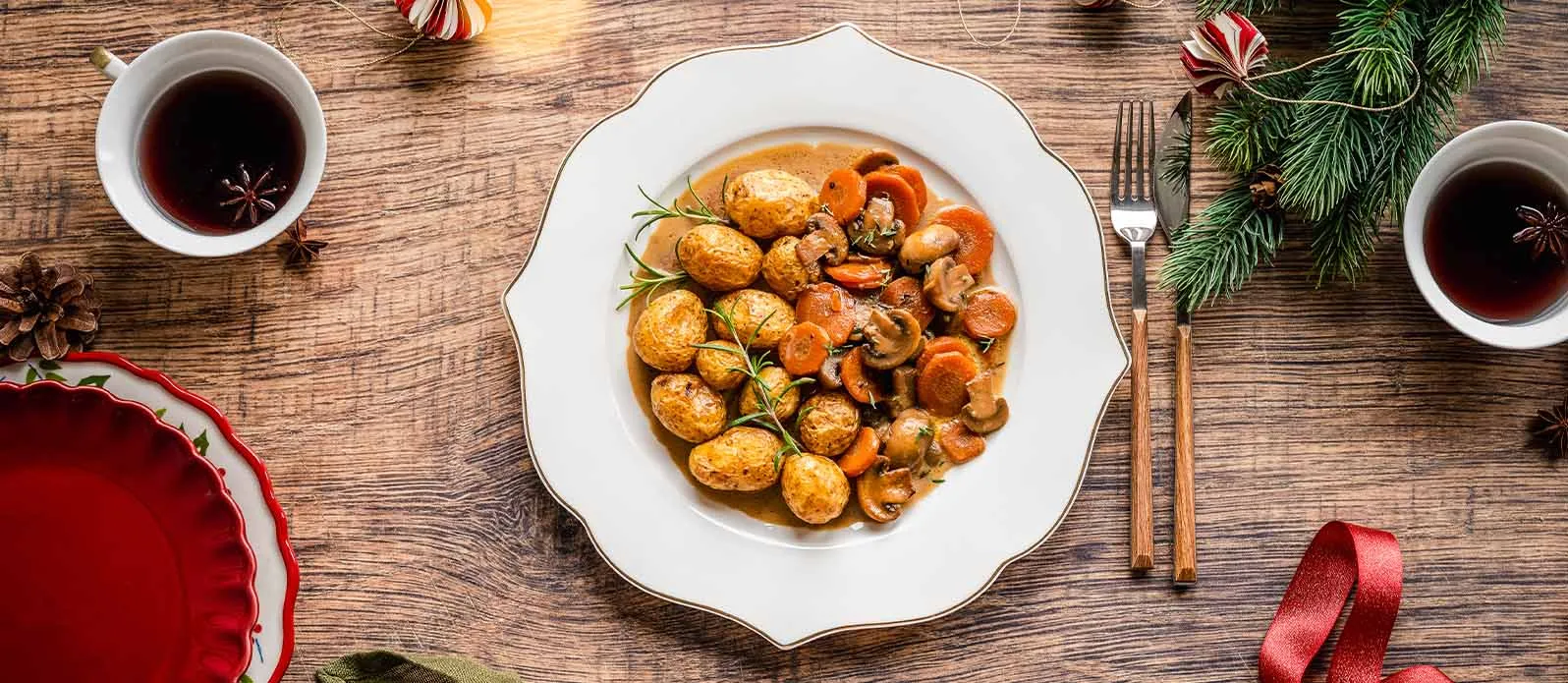 Mantarlı ve koyu biralı vejetaryen yahni