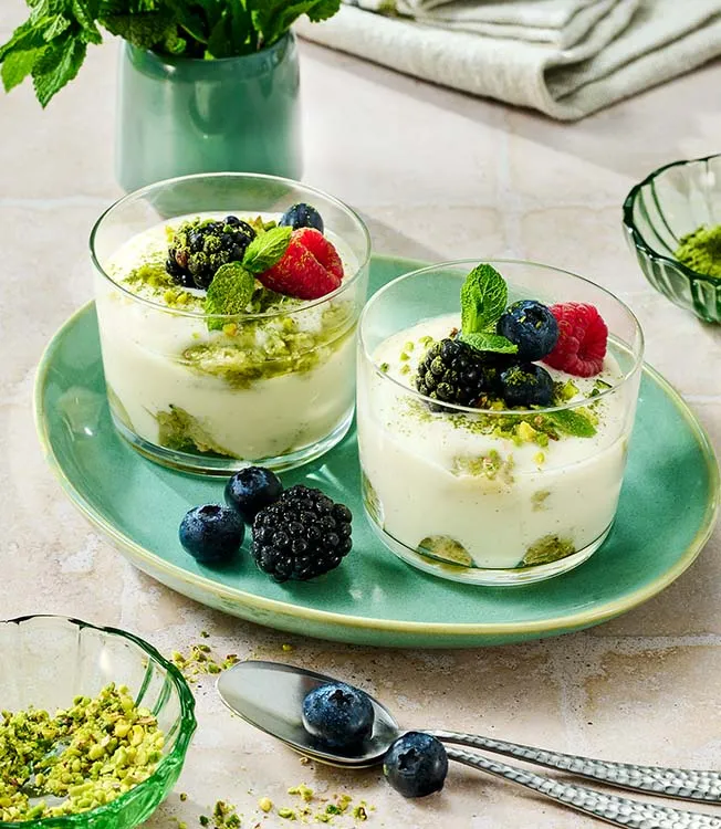 Matcha ve tamari eşliğinde vegan tiramisu