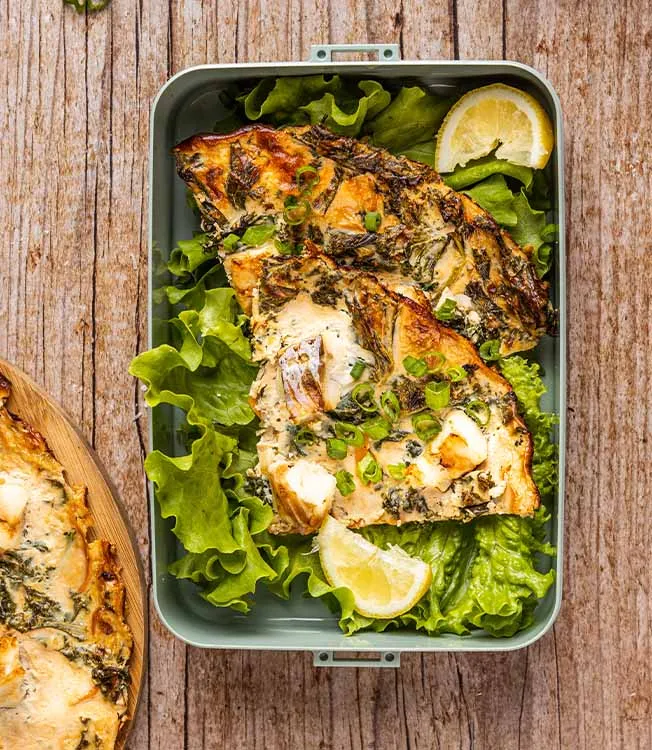 Tatlı patates tabanlı morina balıklı tart